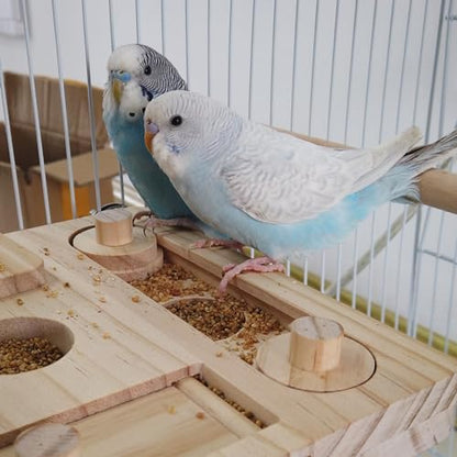 FlidRunest Wooden Bird Foraging Puzzle Toys for Parrots, Parakeet, Cockatiel, Sun Conures - Birds Interactive Mental Enrichment Toy, B ird Seed Slow Feeder Toy for Cage - size: Medium