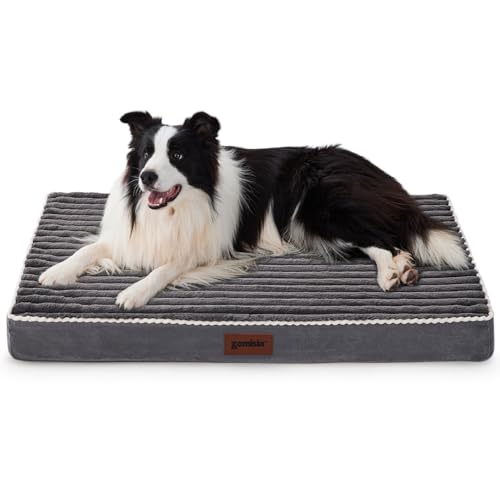 ZOMISIA Orthopedic Dog Crate Bed for Large Sized Dog - Waterproof Puppy Bed for 36 Inch Kennel with Removable Washable Corduroy Cover, Support with Egg Crate Foam Filling, Grey - size: 35.0"L x 22.0"W x 3.0"Th