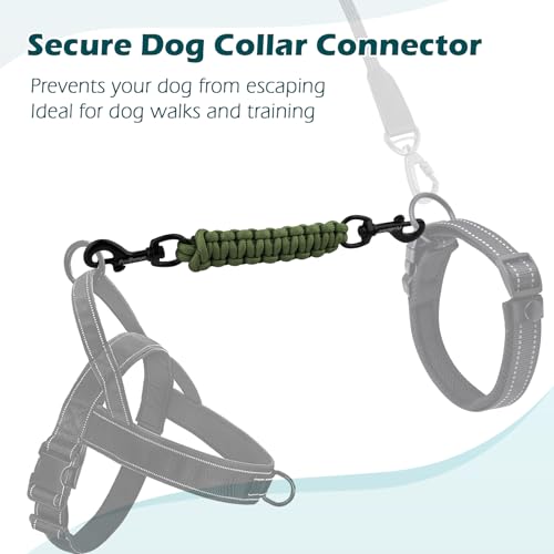 Dog Collar Safety Clip, Handmade Backup Safety Strap for Dog Harness, Prong, Pinch Collar, Double Ended Clasp Leash Connector (Army Green) - color: Army Green