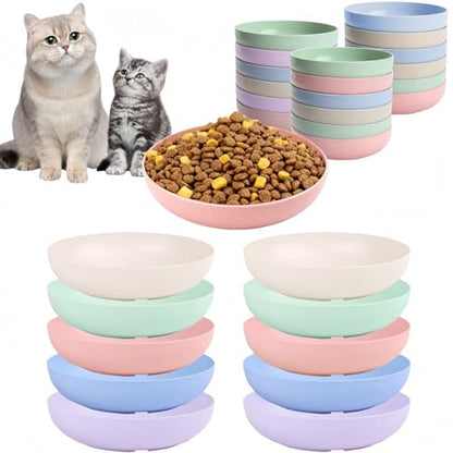 [18 Pack] Cat Dishes Whisker Friendly, Shallow Wide Pet Food and Water Bowl, 5.5 Inch Cat Food Dish, Friendly Wet Feeding Bowl, Durable Wheat Straw Pet Bowls, Pet Plate for Kittens (Indoor/Outdoor) - size: 18 Pack
