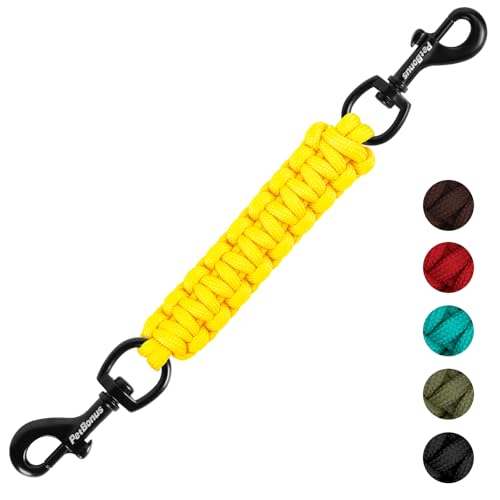 Dog Collar Safety Clip, Handmade Backup Safety Strap for Dog Harness, Prong, Pinch Collar, Double Ended Clasp Leash Connector (Yellow) - color: Yellow
