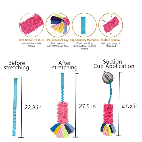 Dog Tug Toy, Self-Play Interactive Teeth Cleaning Toy for Boredom Relief, Chew Toy for Small Medium Dogs, 23.6" Rope for Aggressive Chewers (Red)