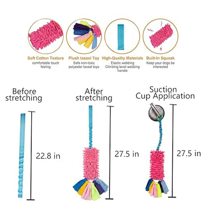 Dog Tug Toy, Self-Play Interactive Teeth Cleaning Toy for Boredom Relief, Chew Toy for Small Medium Dogs, 23.6" Rope for Aggressive Chewers (Red)