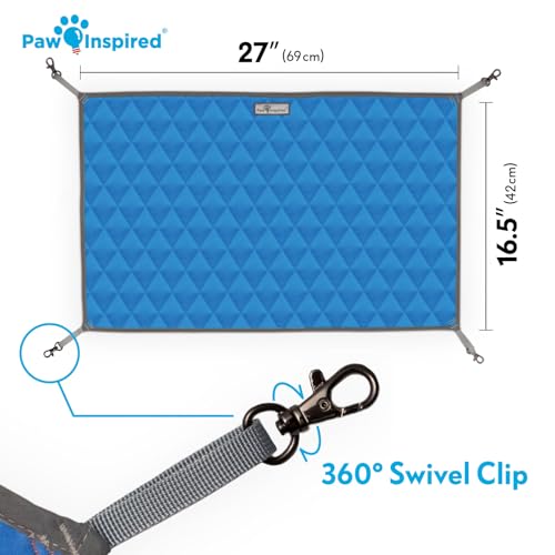 Paw Inspired Hanging Fleece Hammock for Ferrets, Rats, Chinchillas, Sugar Gliders, Small Pets | Hideout Toy for Guinea Pigs, Hamsters | Swivel Clips for Small Animal Cages (Gray/Blue) - color: Gray/Blue