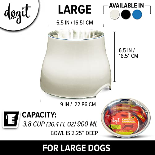 Dogit Elevated Dog Bowl, Stainless Steel Dog Food and Water Bowl for Large Dogs, White, 73753 - color: Off White, size: Large