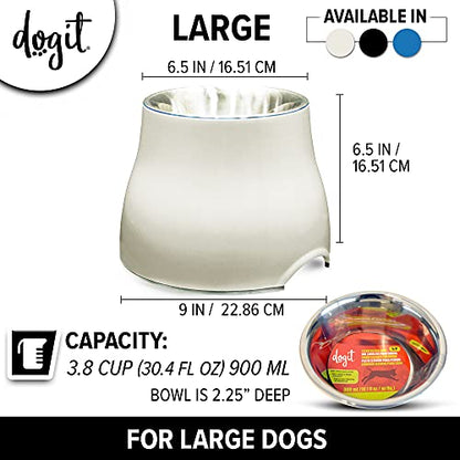 Dogit Elevated Dog Bowl, Stainless Steel Dog Food and Water Bowl for Large Dogs, White, 73753 - color: Off White, size: Large