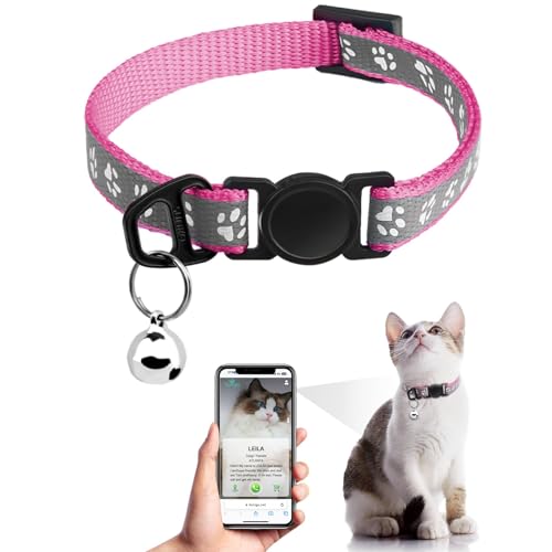 Cat Collar Breakaway with QR Code Name Tag, Reflective Kitten Collars with Bell, Cat ID Tag Personalized, Ultra-Durable, Adjustable, Quick Release, Fits Most Girl Boy Small Large Cats (8''-13.3'') - color: Rose Red