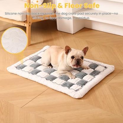 Dog Bed Mats Crate Pad for Small, Medium, Large Dogs, Washable Anti-Slip Pet Bed Mats, Cozy Warm Cat Beds Sleeping Pad (Bluegrey&White, 22.0" L x 13.0" W x 1.5" Th) - color: BlueGrey&White, size: 22.0"L x 13.0"W x 1.5"Th