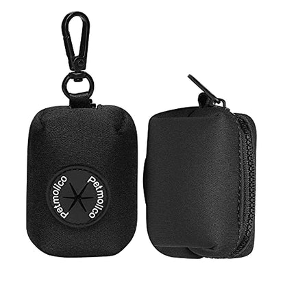 Dog Poop Bag Holder Leash Attachment, Dog Waste Bag Dispenser Zippered Pouch, Fits Any Puppy Leash, Includes Free Roll of Poop Bags, Poop Bag Dispenser - 2 Pack, Black - color: Black