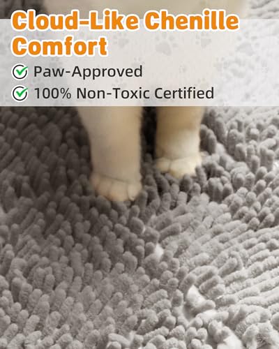 Cat Litter Mat Litter Trapping Mat, 33"x23" Plush Cat Litter Rug Catcher, Easy to Clean, Machine Washable - color: Gray, size: Large