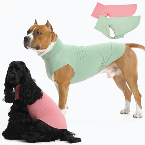 2Pack Dog Shirts, Breathable Dog Cooling Shirt For Large Dogs, Sun Protection Dogs Cooling Vest Tank Tops, Lightweight Soft Stretchy Sun Shirts, Sleeveless Summer Pet Clothes - Green + Pink 3XL - color: Pink+Green, size: Xxx-large