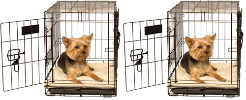 K&H Pet Products Self-Warming Dog Crate Bed, Machine Washable Dog Crate Mat, Tan X-Small 14 X 22 Inches (Pack of 2) - color: Tan, size: Extra-Small (14 in x 22 in) (Pack of 2)
