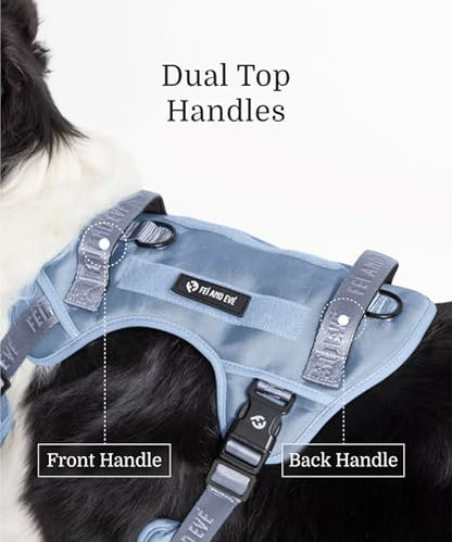 2026 New Edition, Fei & Eve Classic Dog Harness - Quick-Release Buckles | 3-Point No-Pull Control | Heavy-Duty 900D Nylon | Dual Safety Handles | Breathable Mesh | Adjustable Fit | Medium,Blue - color: Dusk Blue, size: M