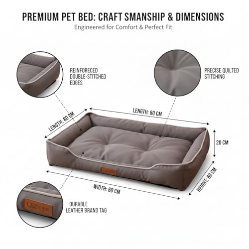 Pet Bed & Dog Beds: Waterproof Dog Bed for Small/Med/Large Dogs/Cats Premium Oxford Cloth, All-Season, Bite-Resistant, Shape-Retaining, Thick PP Cotton, Quick Rebound, Urine-Proof (Medium) - size: Medium