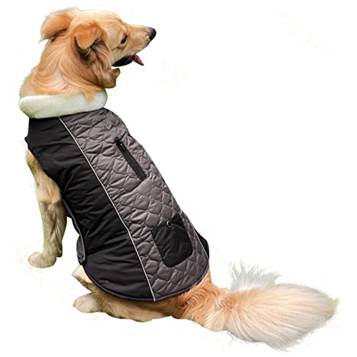 PETCUTE Reversible Winter Dog Coats,Waterproof Warm Pet Clothes with Harness Hole,Windproof,Adjustable Lightweight Dog Jacket for Small Medium Dogs,Reflective Dog Apparel for Cold Weather - color: Gray, size: L