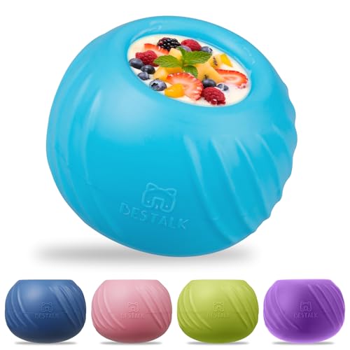Long-Lasting Dog Lick Toy, Wobbly Dog Enrichment Lick Bowl to Keep Dogs Busy, Interactive Stuffable Dog Treat Feeder for Boredom, Silicone Treat Dispensing Chew Toy(Light Blue,L) - color: Light Blue, size: L