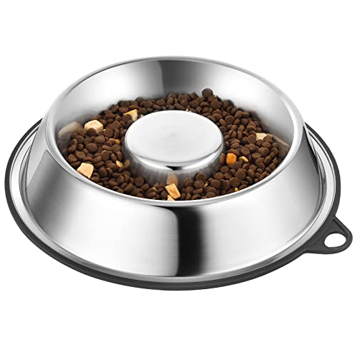 PEGGY11 Stainless Steel Slow Feeder Dog Bowl - Holds 5 Cups, for Large Size Dog - size: 5 Cup, for Large Sized Dogs