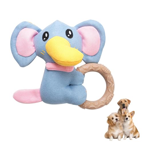 TiaoBug Puppy Teething Toy with Squeaky Soft Plush Dog Chew Toys for Small Dogs Interactive TPR Elephant One Size - color: Elephant