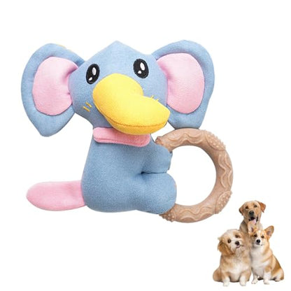 TiaoBug Puppy Teething Toy with Squeaky Soft Plush Dog Chew Toys for Small Dogs Interactive TPR Elephant One Size - color: Elephant