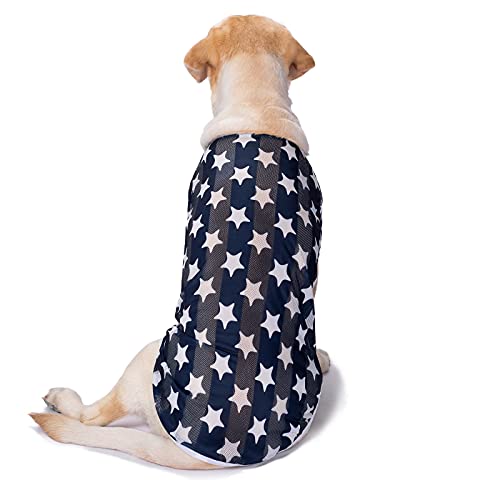 HDKUW Pet Clothes,Dog Summer T-Shirt Cool Breathable Sunscreen Dog Vest Clothes Outfit Costume for Medium Large Dogs Blue Star XL - color: Blue Star, size: XL
