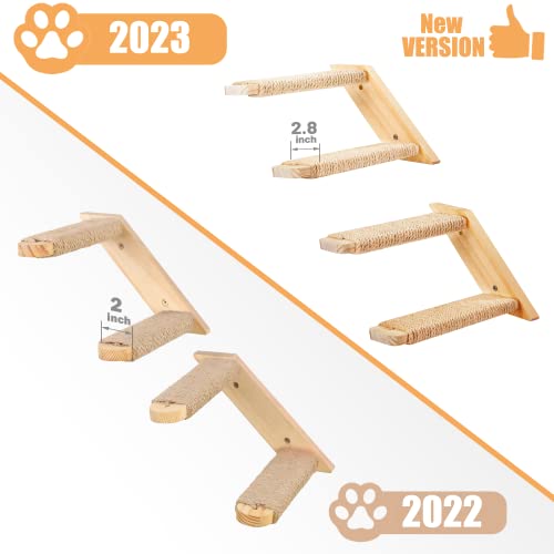 Cat Climbing Stair Shelf Wall Mounted Reversible Left & Right Direction, Cat Stairway Shelf for Climbing with Sisal Rope Ladder Wall Furniture - color: 2 Pieces2Steps