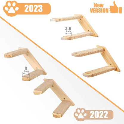 Cat Climbing Stair Shelf Wall Mounted Reversible Left & Right Direction, Cat Stairway Shelf for Climbing with Sisal Rope Ladder Wall Furniture - color: 2 Pieces2Steps