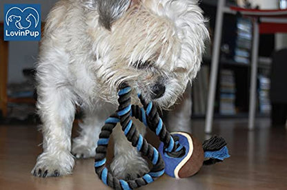 Dog Rope Toy with Tennis Ball (11”) – Strong Tug Toys for Dogs for Interactive Play & Bonding – Non-Abrasive Felt Dog Tennis Balls w/Rope for Puppies & Moderate Chewers – 1-Pack Red - size: 1 Rope Dog Toy Red Ball FBA