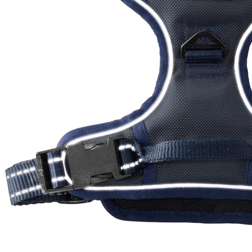 Pet Passion MAX - THE Hardy Reflective Harness, Navy, X-Small - color: NAVY, size: X-Small (5-12 lbs)
