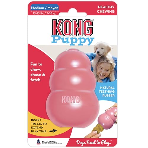 KONG - Puppy Toy Natural Teething Rubber - Fun to Chew, Chase and Fetch - for Small Puppies - Pink - color: Pink, size: Small (Pack of 1)