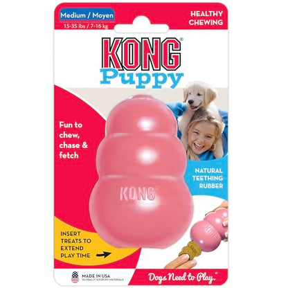 KONG - Puppy Toy Natural Teething Rubber - Fun to Chew, Chase and Fetch - for Small Puppies - Pink - color: Pink, size: Small (Pack of 1)