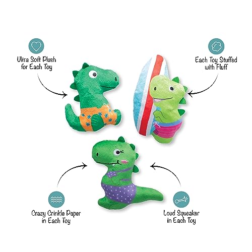 Fringe Studio Plush Dog Toy Set, Rawr-Ing Summer, Small 3 Piece Set, Pet Shop Collection (662089)