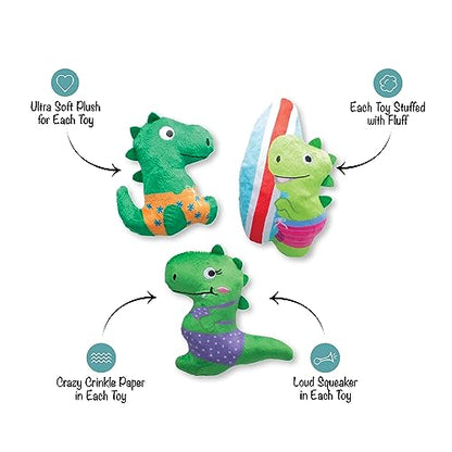 Fringe Studio Plush Dog Toy Set, Rawr-Ing Summer, Small 3 Piece Set, Pet Shop Collection (662089)