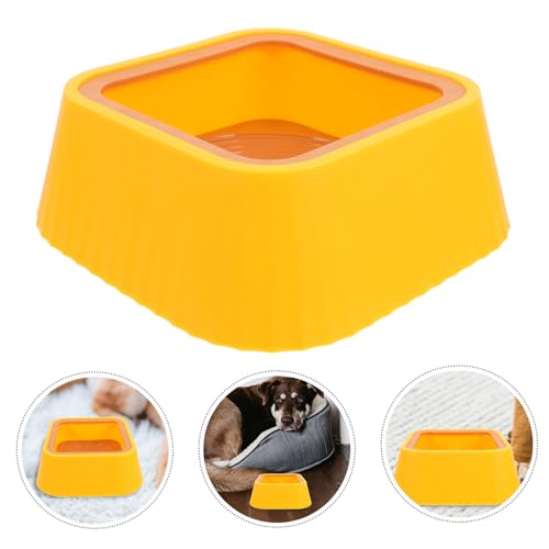Toddmomy Spill Cat Water Bowl Floating PET Water Dispenser Splash Proof Yellow PET Bowl for Drinking - color: Yellow