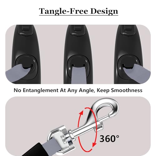 Retractable Dog Leash, 16Ft/5M Light Weight Retractable Leash for Small Medium Dogs/Cats Up to 50lbs, Strong Nylon Tape 360° Tangle-Free One-Hand Brake (Black) - color: Black