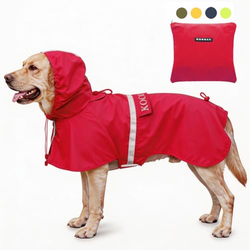 Pet Large Dog Raincoat Apparel Poncho Waterproof for Medium Large Sized for Dog Raincoat Clothes Jacket,Dog Rain Jacket (Red,4XL) - color: Red, size: 4XL-Fit for 50 to 77 pounds