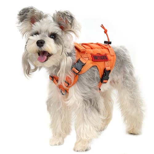 OneTigris Tactical Dog Harness Vest,No-Pull Service Dog Vest with Hook & Loop Panels,Adjustable Dog Vest Harness for Walking Hiking Training(Orange,XS) - color: Orange, size: XS