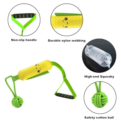ETIAL Interactive Dog Tug Toy,Indestructible Dog Toys for Aggressive Chewers,Tough Squeaky Dog Rope Toys for Training,Tug of War Dog Toy Balls for Medium & Large Dogs (Corn) - style: Corn