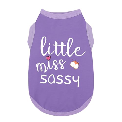 Paiaite Dog Clothes Fashionable Sleeveless Pet Vest: 'Little Miss Sassy' Printed Cotton Dog Shirt, Ideal for Small, Medium, and Large Breeds, Ensuring Comfort and Breathability Purple XXS - color: Purple, size: XXS-(1~3lb) | Chest(~11.8")
