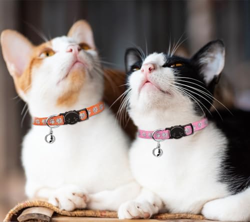 16 PCS Breakaway Cat Collars with Bells Reflective Cat Collar Safety Nylon Kitten Collars Cat Collars for Girl Boy Cats(7.5"-12.6") - size: Standard(7.5" - 12.6")
