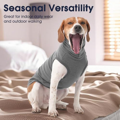 IECOii Dog Fleece Vest Sweater - Stretch Warm Pullover with Turtleneck,Grey,Large, Easy On/Off Winter Dog Sweater for Medium Large Dogs Girl Boy, Winter Fall Jumpsuit with High Neck - color: Grey, size: Large