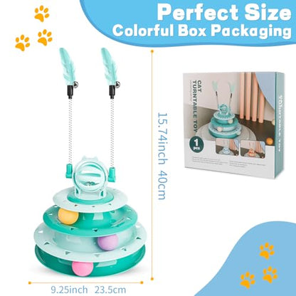 Goosheep Cat Toy Interactive Pet Plaything for Indoor Kitten Interactive Kitty Puzzle Ball with 2 Cat-Tease (Green) - color: Green
