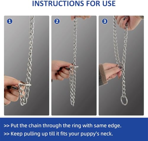 Silver Dog Choke Collars,2-Pack Metal Slip Link Martingale Collar Training Heavy Duty Dog Choker Collar Boys Girls Puppy Collars for XXS XS Small Medium Large Big Breed,XS - color: 2 Pack Silver, size: XS(Neck Max 12inch)D2.0mm