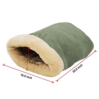 4 in 1 Self Warming Burrow Cat Bed, Pet Hideway Sleeping Cuddle Cave (Sage Green) - color: Sage Green