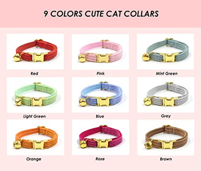 Personalized Cat Collar with Engraved Name and Phone Number - Customizable Kitten Collars for Boys and Girls (Stripe Velvet) - color: Stripe Velvet