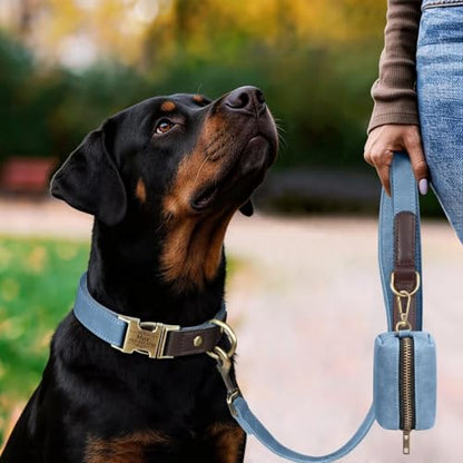 Personalized Dog Collars, Custom PU Leather Dog Collar with Name&Phone Number, Engraved Dog Collar for Large Dogs, Adjustable Durable Collar with Quick Release Metal Buckle, Denim Blue,XL - color: Denim Blue, size: Xl: Neck 20-27", Width 1.2"