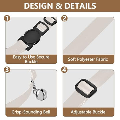Seashell Easy to Clean Kitten Collar 2 Pack Cat Neck Collar - color: Seashell