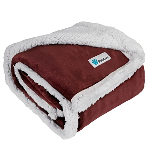 PetAmi Dog Blanket for Small Medium Dogs, Pet Bed Blanket Cat Puppy Kitten, Fleece Furniture Couch Cover Protector Sofa Car, Soft Sherpa Dog Throw Plush Reversible Washable, Mini 29x40 Maroon Red - color: Wine, size: Medium - 29 X 40 Inches