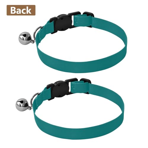 2 Pack Kitten Collar Teal Decorative Pet Collar with Bell, Adjustable 10.6 to 17.1 Inches - color: Teal