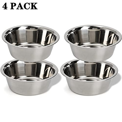 DEAYOU 4-Pack Stainless Steel Dog and Cat Bowl, Metal Food and Water Dish, 8.26" Basic Pet Feed Bowl for Large Medium Dog, 47 OZ Replacement Bowls for Elevated Stand, Dishwasher Safe