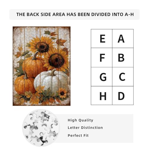 1000 Pieces Jigsaw Puzzles for Adults, Fall Sunflower Pumpkin Rustic Wood Art Puzzle, Stress Relief Concentration Training Brain Teaser Puzzle 29.5x19.7 Inch - color: Wooden Puzzle10, size: 1000 Piece pcs